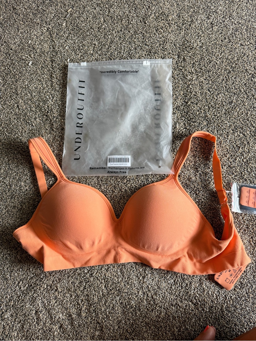 Seamless Lightly Padded Bra in Coral Orange